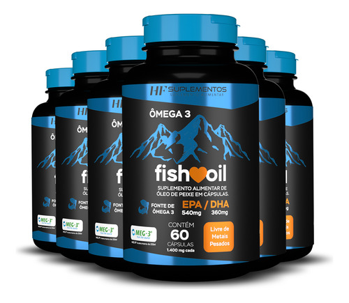 6x Omega 3 Fish Oil Meg 3 60 Cps Hf Suplementos