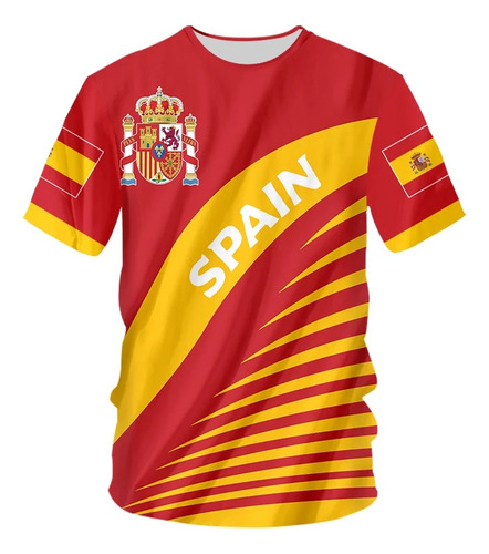 Camiseta De Hombre Estampada 3d Emblema Nacional De España