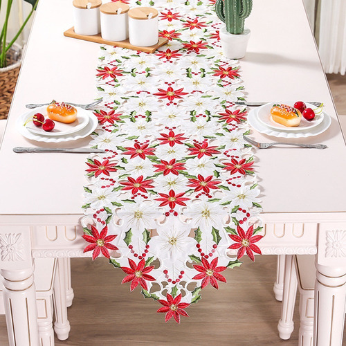 Camino De Mesa Bordado Navideño, Decoración De Fiesta