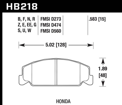Imagen 2 de 2 de Pastilla Freno Delantera Hawk Civic 96 01