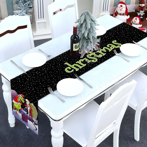 Camino De Mesa Con Texto En Inglés «merry Christmas» «the Ni