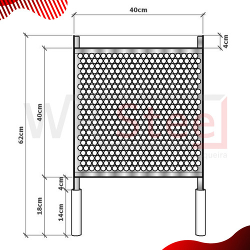 Grelha Tela Moeda De Inox 40x40 Wr Steel