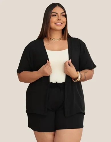 Conjunto Kimono Plus Size Short Verão Moda Elegante Casual
