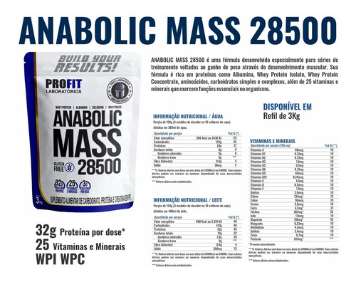 Imagem 3 de 5 de 2x Hipercalórico Anabolic Mass 3kg + Whey Isolate Mix 900gr