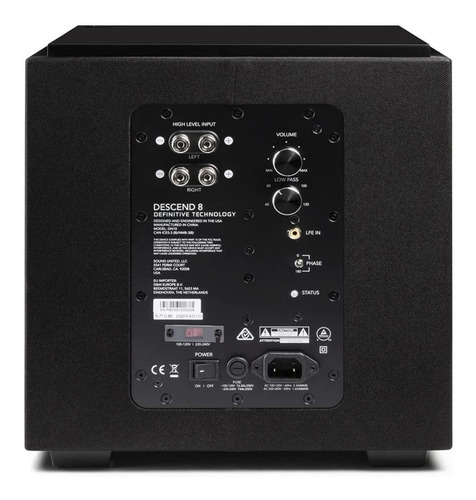 Definitive Descend Dn8 Subwoofer - 8 Pico 500w Preto 127/220V