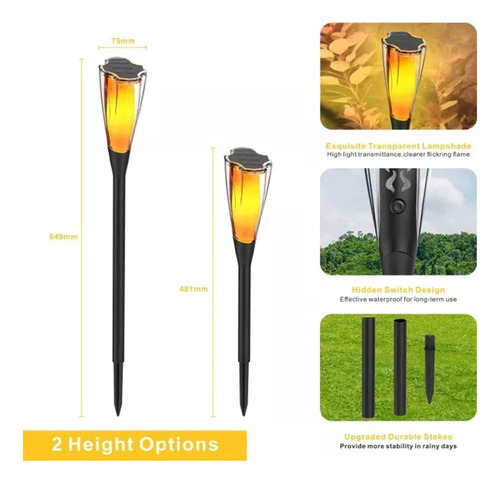 Lampara Solar Estilo Llama Antorcha Decoración 4 Piezas