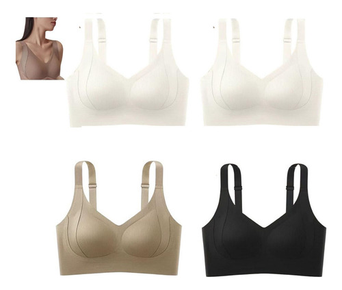 Brasier Floralshe Para Mujer, 4 Hileras, Color Liso