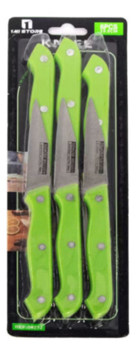 Set 6 Cuchillos De Acero Verde 19cm