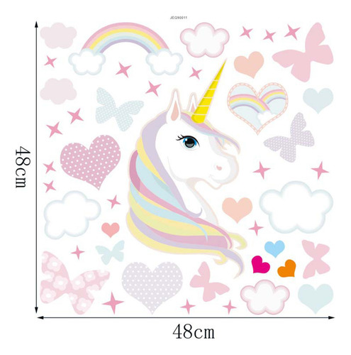 Set De Pegatinas De Pared Con Diseño De Unicornio Y Arcoíris