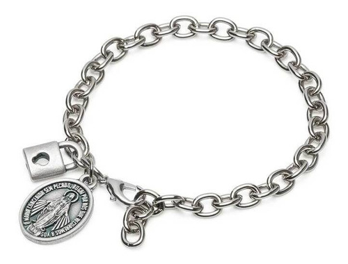 Imagem 5 de 7 de Pulseira Corrente Niquel Servos De Nossa Senhora