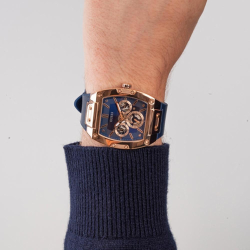 Reloj Guess Phoenix Originals Gw0202g4 Hombre Color Del Fondo Azul Color De La Correa Azul Color Del Bisel Cobrizo