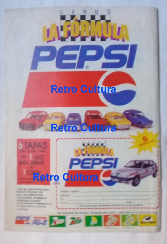 Publicidad Antigua Pepsi. Tapitas. Autos Para Armar. Retro.