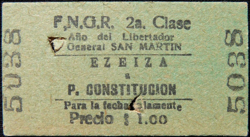 Antiguo Boleto De Ferrocarril. F. N. G. R.. 46022