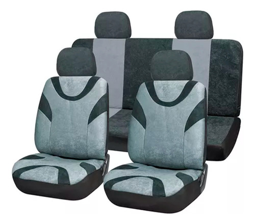 Funda Cubre Asiento Auto Jersey Negro Gris Universal Um