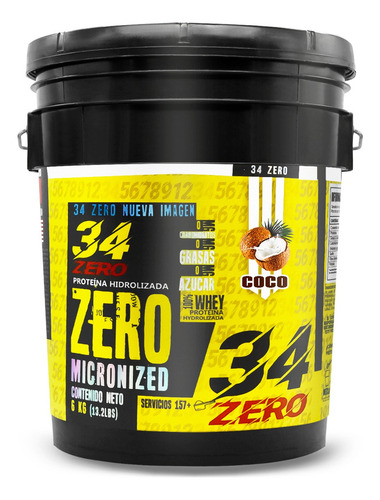 Proteína Whey Isolate 34 Zero 6kg 157 Servs Sabores Sabor Coco