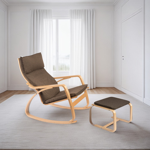 Sillón Mecedora Nórdico Modelo Volgar + Mesa Nuuk Nordico Chocolate Lino