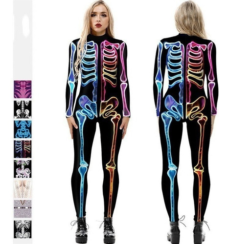 Mono Esqueleto Halloween Traje De Manga Larga De Esqueleto