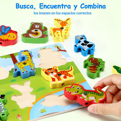 Juego De Pesca Madera Magnética Juguete Didáctico Montessori