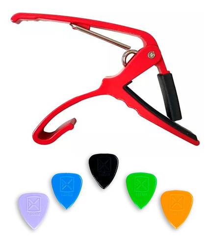 Capotraste P/ Violão E Guitarra Standard Capo01 + 5 Palhetas