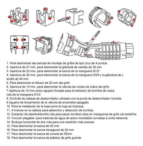 Para 18 En 1 Llave Ajustable, Llave Universal Multiusos De