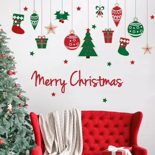 Calcomanías De Pared De Feliz Navidad, Árbol De Navidad, Cop