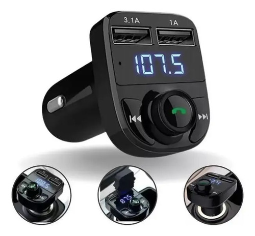 Adaptador Bluetooth Carro Universal Transmissor Sem Fio Carregador Automotivo Bluetooth Usb Cdx8 Preto