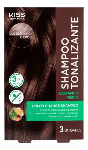 Kiss New York Color Change Shampoo Tonalizante Castanhomédio