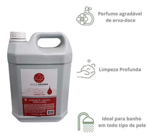 Sabonete Líquido Frutas Vermelhas 5l Para Mãos Doce Aroma Qualidade