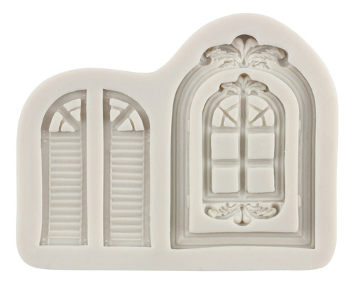 4pcs Molde De Silicona Puerta Ventana Fondant Pasta Resina Color Gris