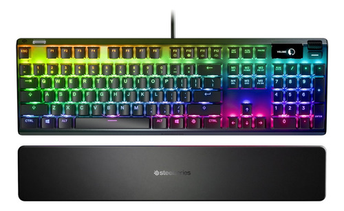 Teclado gamer SteelSeries Apex Pro QWERTY OmniPoint inglés US color negro con luz RGB