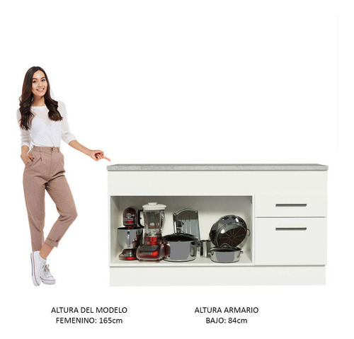 Gabinete Bajo Bufetera Madesa Agata 150cm Con Encimera Bb Color Blanco