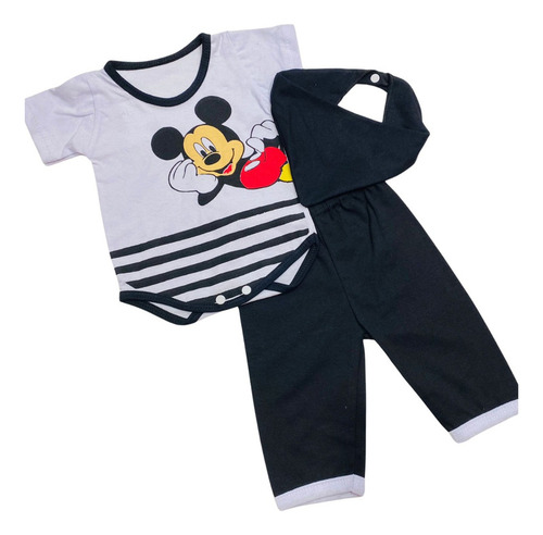 Conjunto De Bebê Com Babador Mickey, Mesversario, Luxo