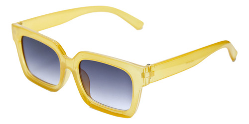 Lentes De Sol Transparentes Basic Power Para Mujer Diseño Cuadrado Amarillo Con Mica Degradada Protección Uv Moda Elegante Y Funda Incluida Plástico Premium