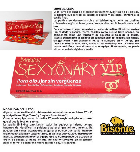Sexyonary Vip Juego De Mesa Para Adultos Bisonte Previa