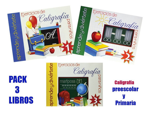 3 Libros De Ejercicios Caligrafía 1, 2 Y 3 C/ 64 Páginas C/u