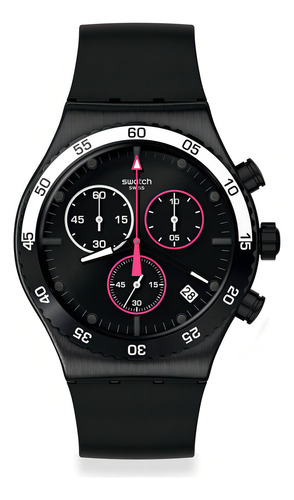 Relógio Swatch Magenta At Night para homens em borracha Yvb413 Mesh Color Black Background Color Black