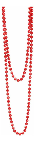 Elegante Collar De Suéter Largo De Perlas De Vidrio Rojo Par