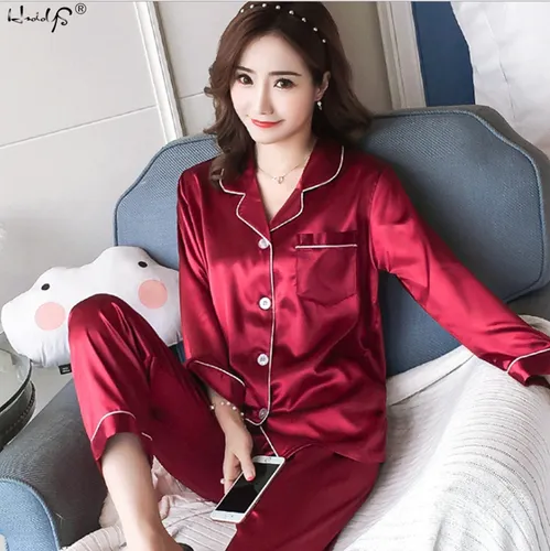 Conjunto De Pijama De Satén De Seda Para Mujer, Ropa De Dorm