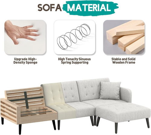 Sofa Cama Convertible Forma L Ajustable Griscl Marca Gyutei