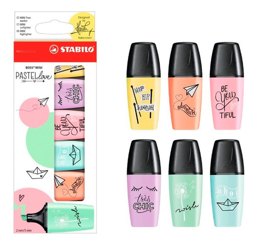 Marcadores Resaltadores Stabilo Boss Mini Pastel Love X6