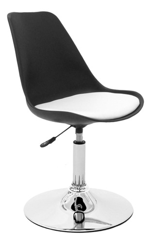 Silla Tulip Eames Para Escritorio Con Base Fija Newmo Negra De Asiento Blanco