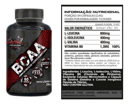 Combo Power Creatina + Termogênico + Bcaa - Bruthal Sports Sabor Sem Sabor