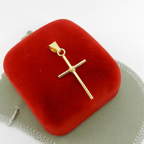Colgante en forma de cruz en forma de palo chapado en oro Pi100, 15 x 35 mm