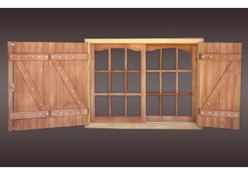 Ventana De Madera Con Postigo Bariloche  120x110 Extra Porch