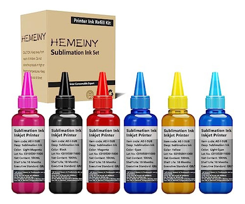 Hemeiny Tinta De Sublimación De Botella De 6 X 100 Ml Funci