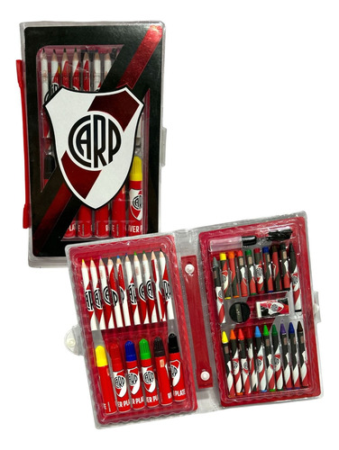 Set River Plate Utiles Escolares Crayones Lapices De Colores