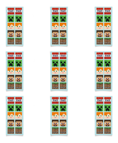 90 Adesivos Minecraft - 9 Cartelas Com 10 Adesivos Cada