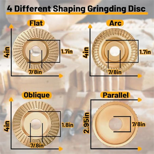 Juego De 4 Discos Para Tallar Madera Con Amoladora Angular P