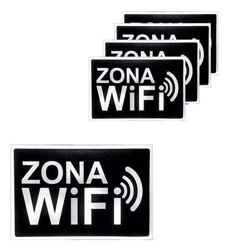  X5 Cartel Adhesivo Zona Wifi Señalética Letrero 20x30cm 