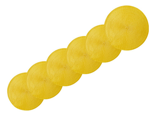Kit 6 Jogo Lugar Americano Redondo Grande Luna Cores Cor Amarelo